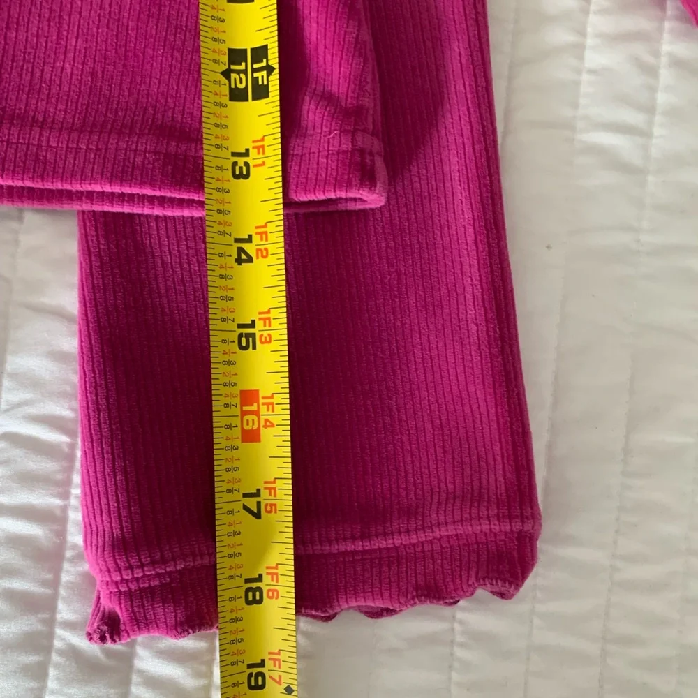 Vintage Children's Place Velour Set Girls 24M Pink Top Pants Ribbed Ruffle Y2K